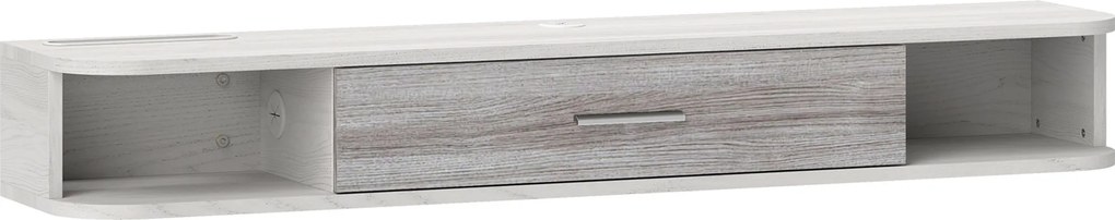 HOMCOM Mobilier TV Suspendat cu 2 Rafturi Deschise și un Dulăpior cu Ușă Rabatabilă, 120x26x16 cm, Gri | Aosom Romania