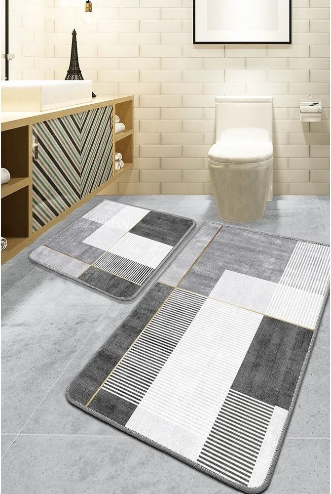 Covorașe de baie gri 2 buc. 60x100 cm Pendor – Foutastic