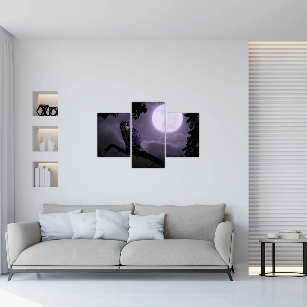 Tablou - Bufniță de noapte, violet (90x60 cm)