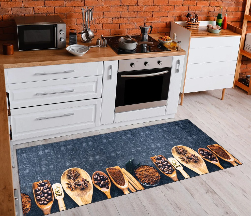 ANDRE 2811 covor lavabil linguri, bucatarie, anti-alunecare - gri / bej