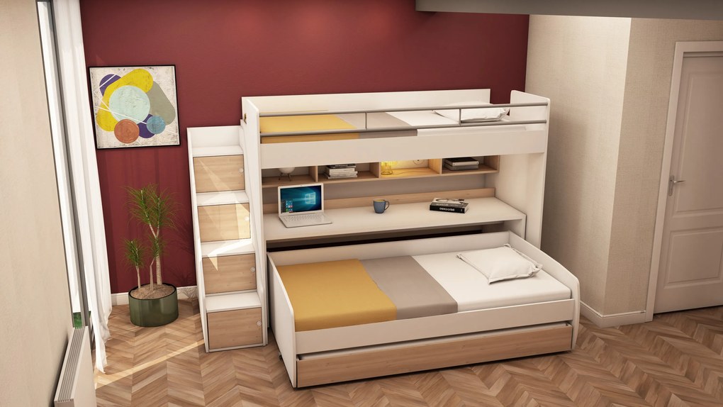 Set paturi suprapuse cu birou - icon bunk set ver.2