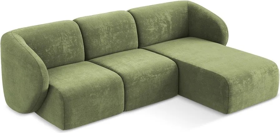 Colțar verde cu tapițerie din chenille (cu colț pe partea dreaptă/cu șezlong) Lani – Makamii