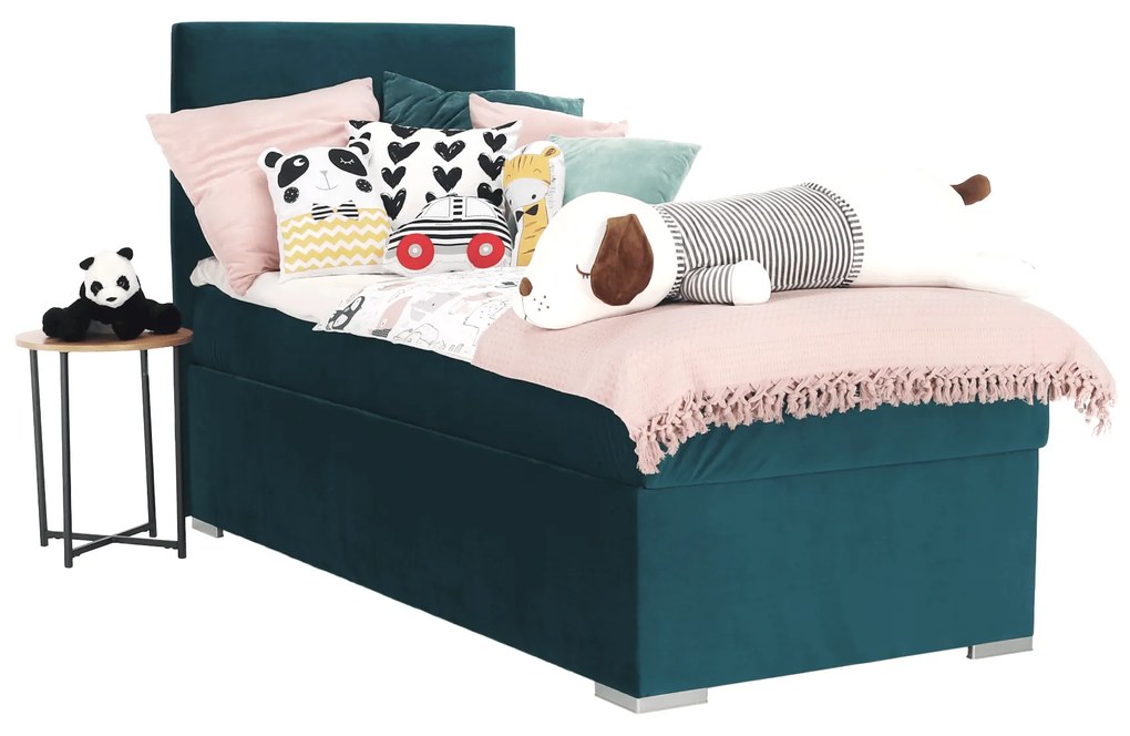 Pat boxspring, pat de o persoană, verde, 80x200, dreapta, SAFRA