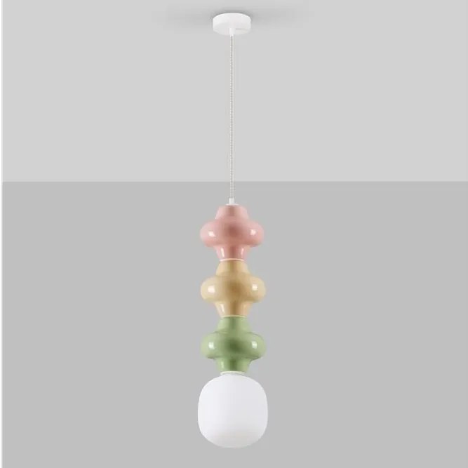 Pendul ceramic design modern CHIC roz/ verde/ galben