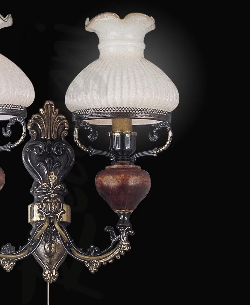 Aplica de perete cu 2 brate design italian din alama cu lemn 634