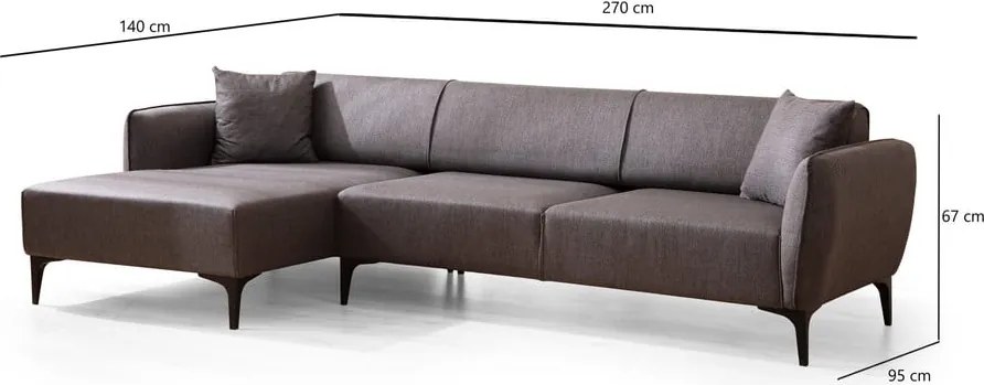 Colțar Belissimo gri închis, colț pe partea stângă – Balcab Home