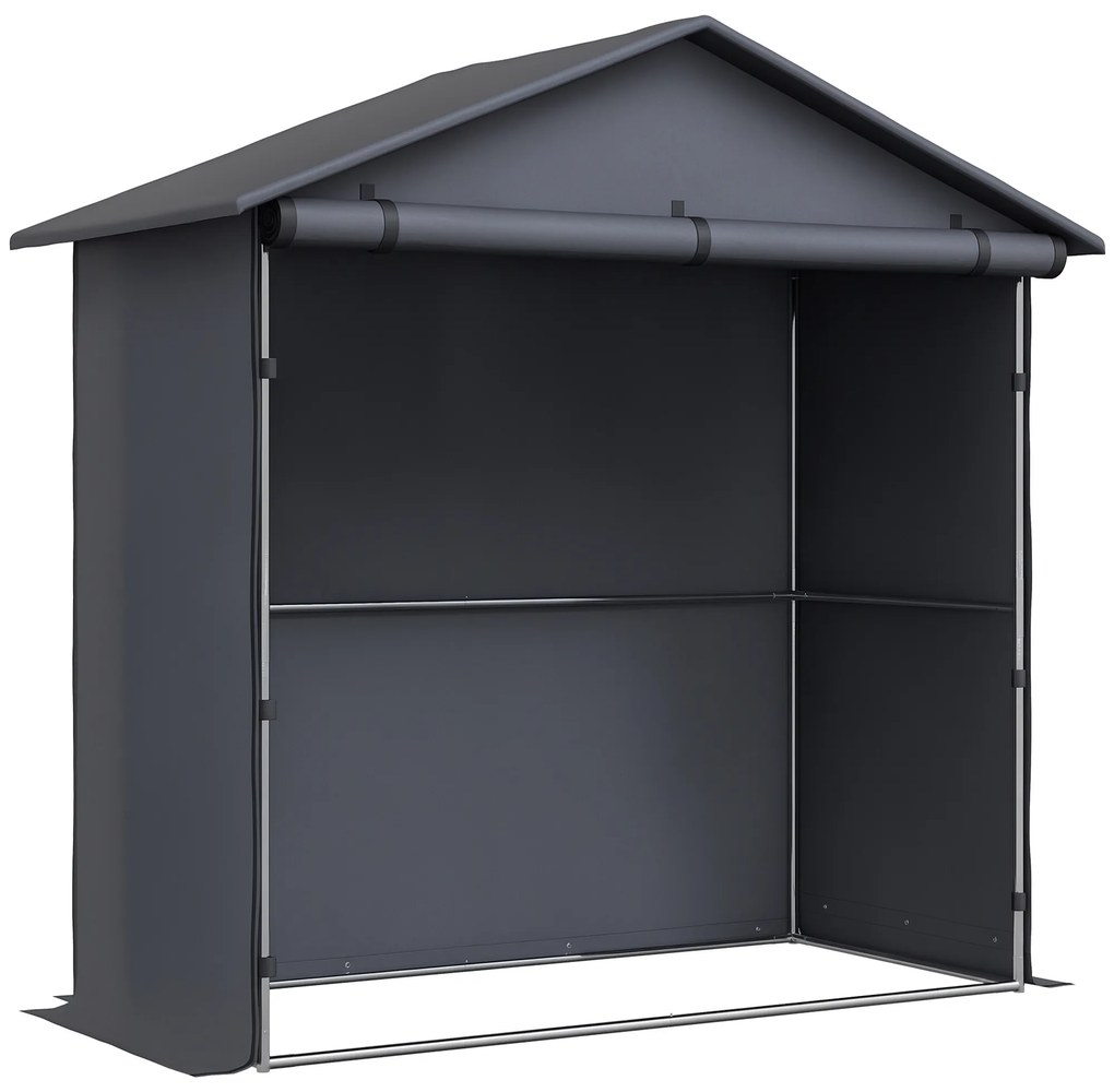 Outsunny Cort Garaj cu Intrare Rulabilă, Corzi și Țăruși, 1.1x2 m, Gri Închis | Aosom Romania