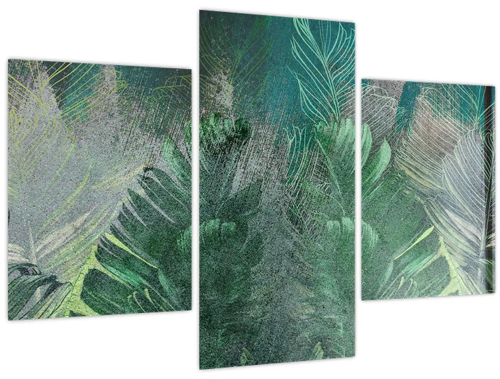 Tablou - Textura de beton cu frunze (90x60 cm)