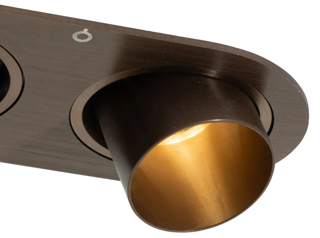 Set de 6 spoturi încastrate bronz închis GU10 35mm înclinabile cu 2 lumini - Installa