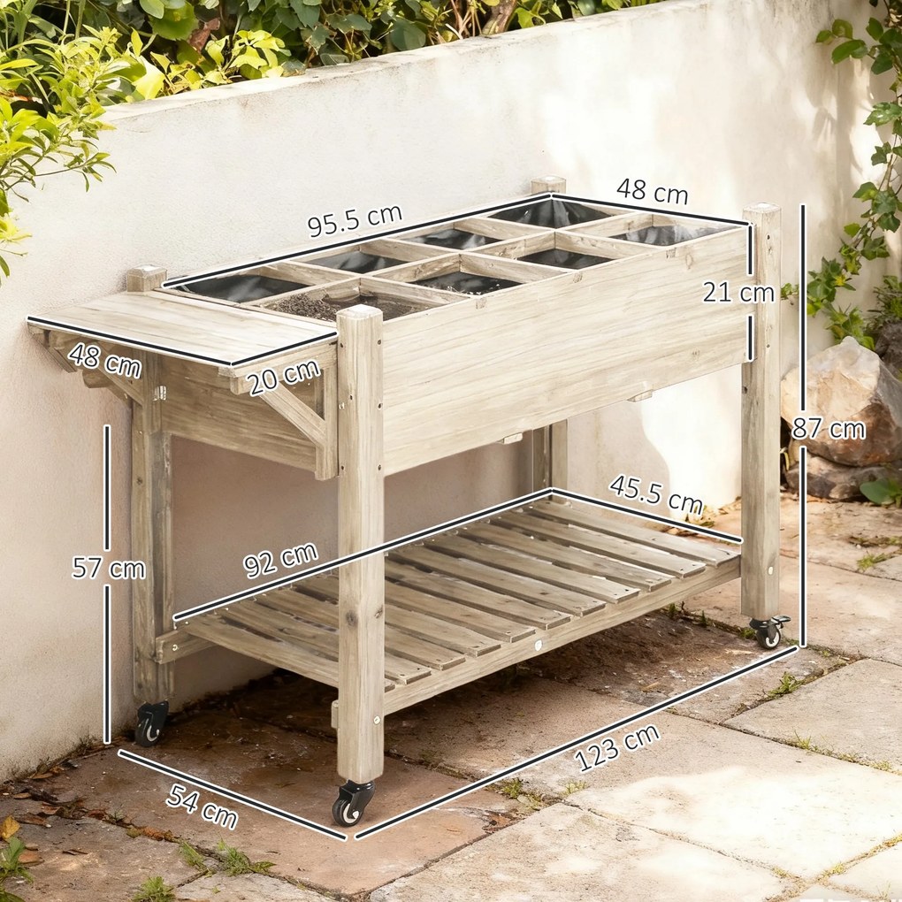 Outsunny Jardiniera din lemn pentru gradina, 123x54x74cm, maro | Aosom Romania