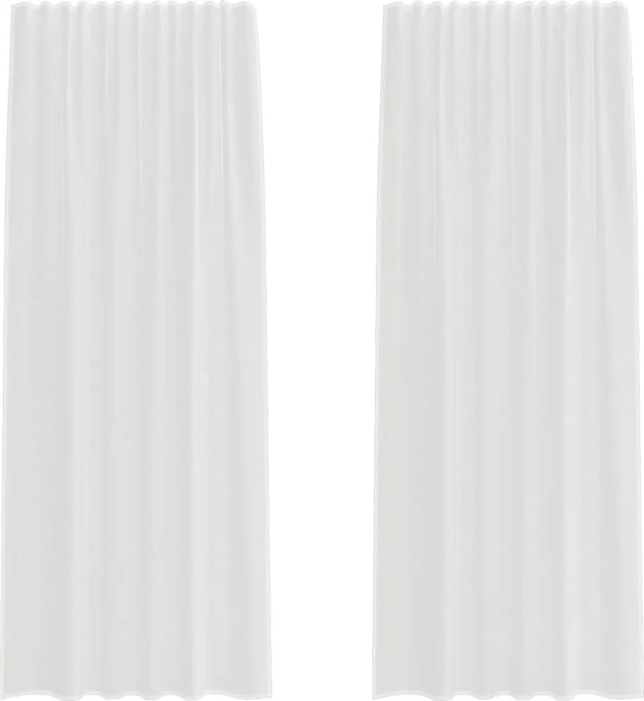 vidaXL Perdele Voile cu buzunare pentru bare 2 buc Alb