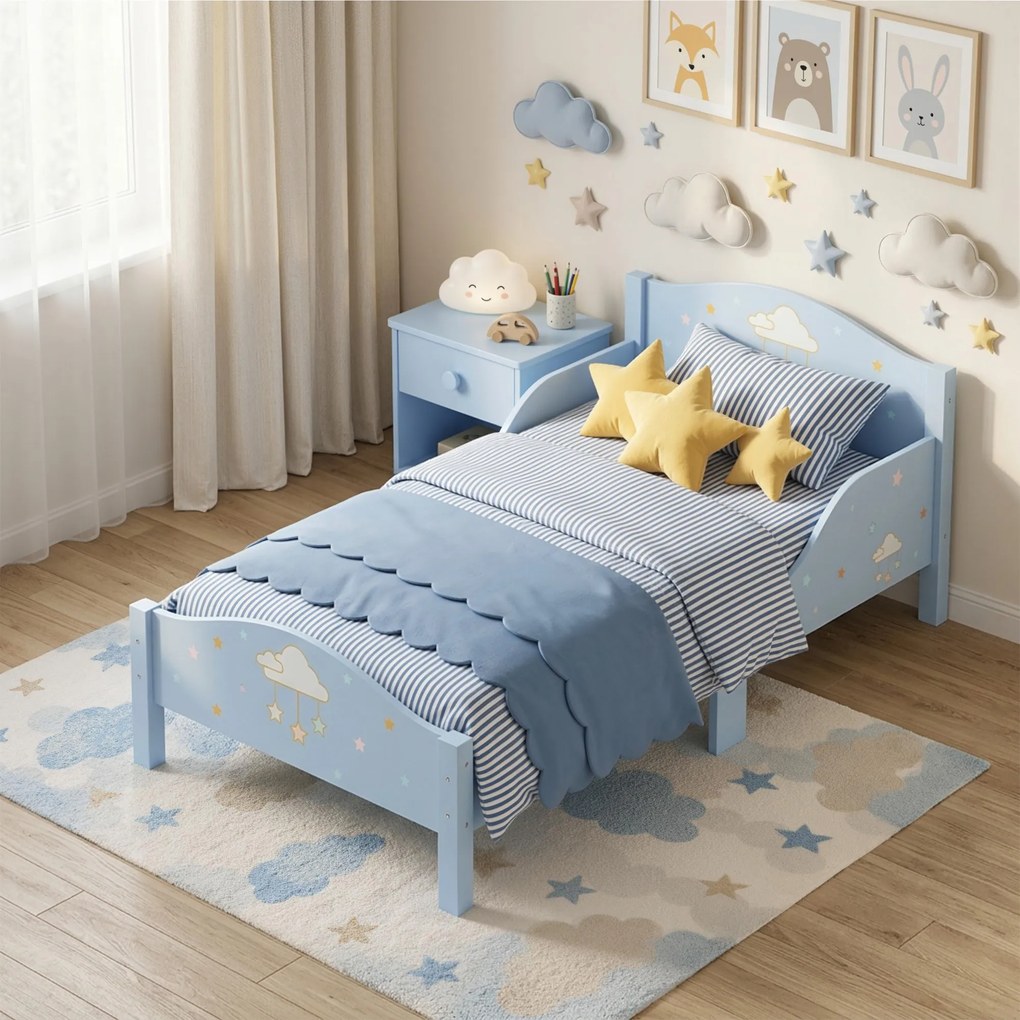 AIYAPLAY Pat Montessori pentru Copii 3-6 Ani Model Nor pentru Camera Copilului, 146 x 76,5 cm, Albastru | Aosom Romania