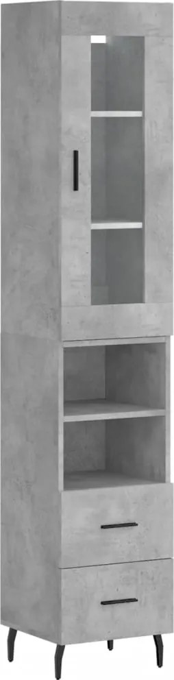 vidaXL Dulap înalt, gri beton, 34,5x34x180 cm, lemn prelucrat