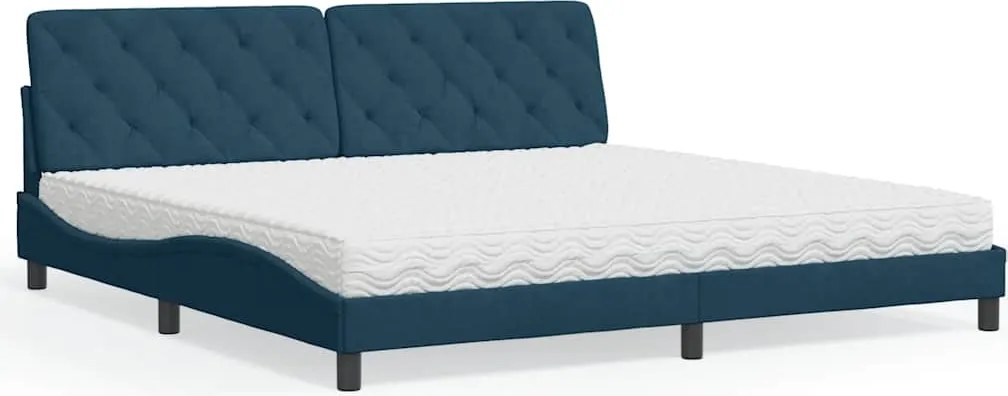vidaXL Pat cu saltea, albastru, 200x200 cm, catifea
