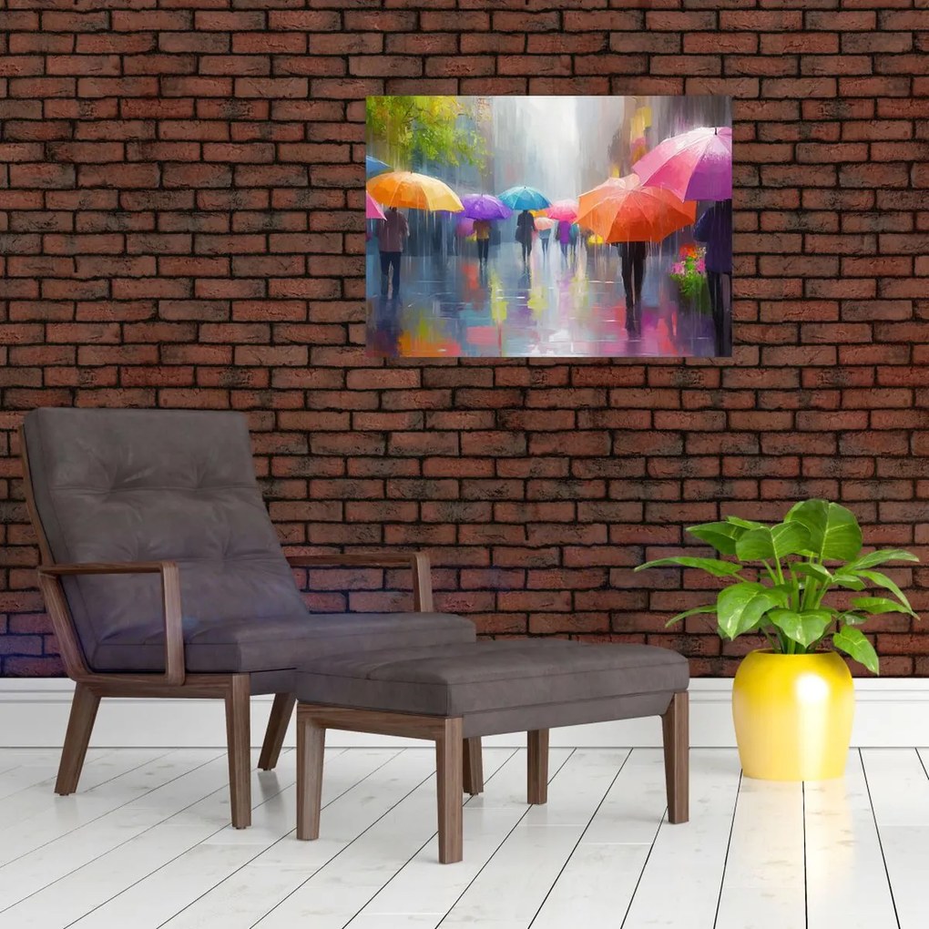 Tablou pe sticlă - Zi ploioasă (70x50 cm)