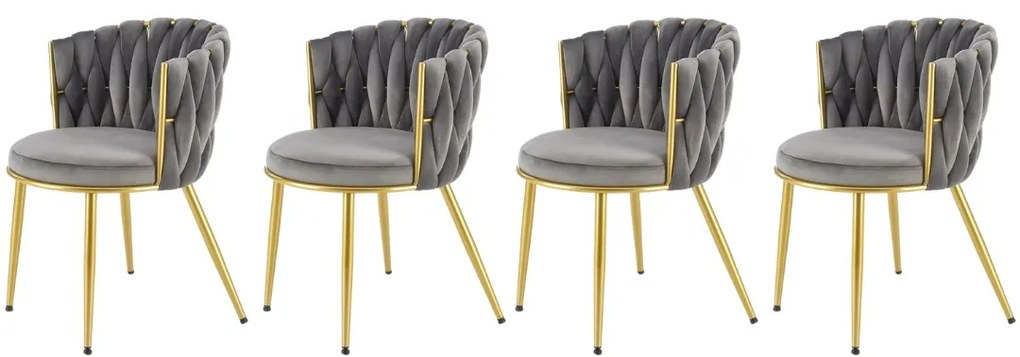 Set 4 scaune K517 velvet gri/auriu