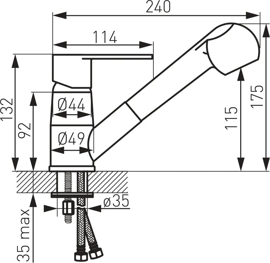 ALGEO Baterie stativă bucătărie cu pipă extractibilă crom BAG8