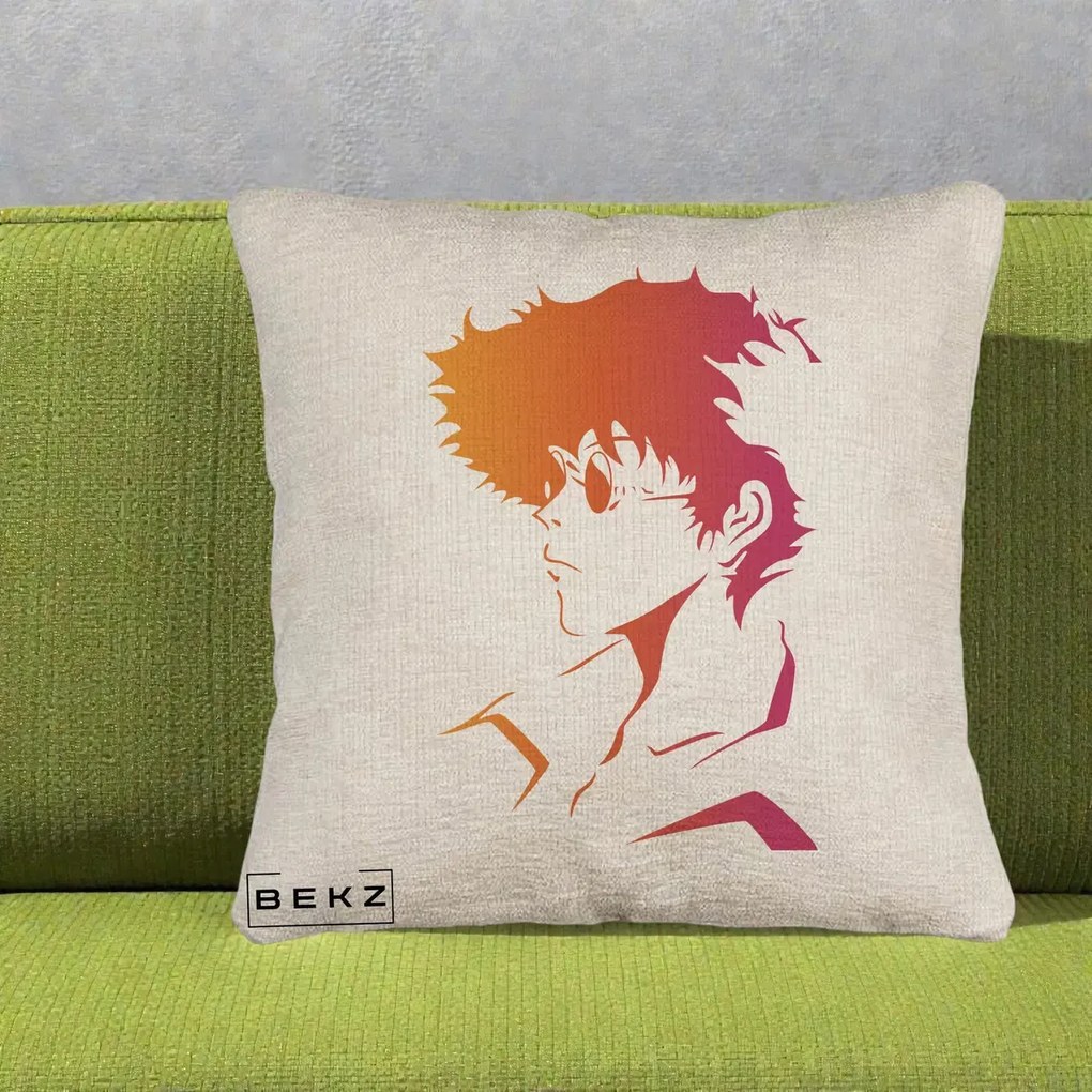 Perna Decorativa Cowboy Bebop Spike Silueta Gradient, 40x40 cm, Bej Canapea, Husa Detasabila, Perna Inclusa, BEKZ®