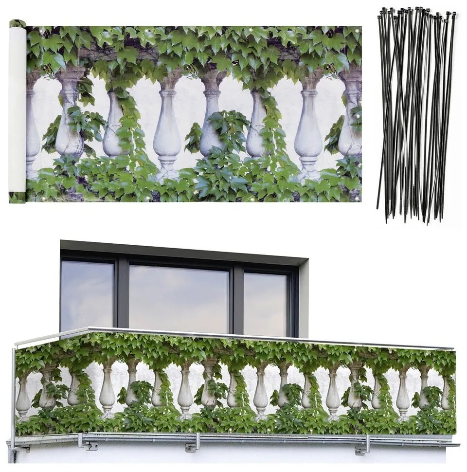 Paravan pentru balcon verde din plastic 500x85 cm – Maximex