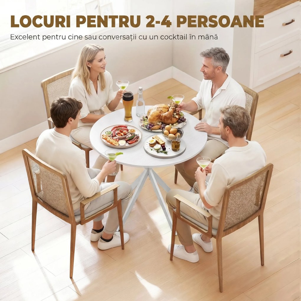 HOMCOM Masă Da Dining Rotund Stil Industrial Con Picioare în X Ø80x75 cm | Aosom Romania