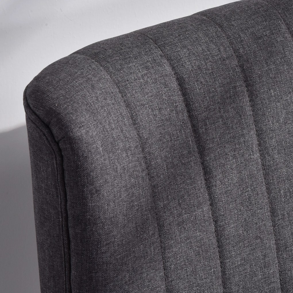 HOMCOM Canapea 2 Locuri din Material Textil fără Brațe cu Cusături, Canapea Compactă Modernă cu Picioare din Lemn de Cauciuc pentru Living, 117x56.5x77 cm, Gri Închis | Aosom Romania