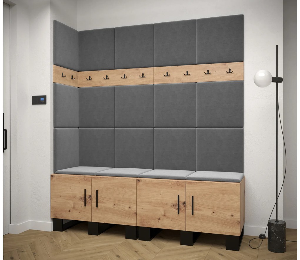 Set mobilier pentru hol Amanda 12 (Stejar artisan + gri închis). 1085959