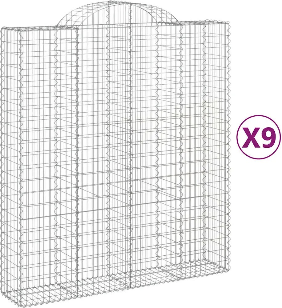 vidaXL Coșuri gabion arcuite, 9 buc, 200x50x220/240cm, fier galvanizat