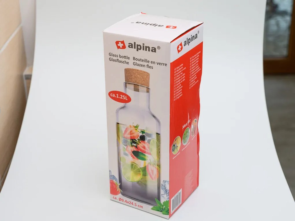 Carafa din sticla cu dop de pluta 1,25l ALPINA