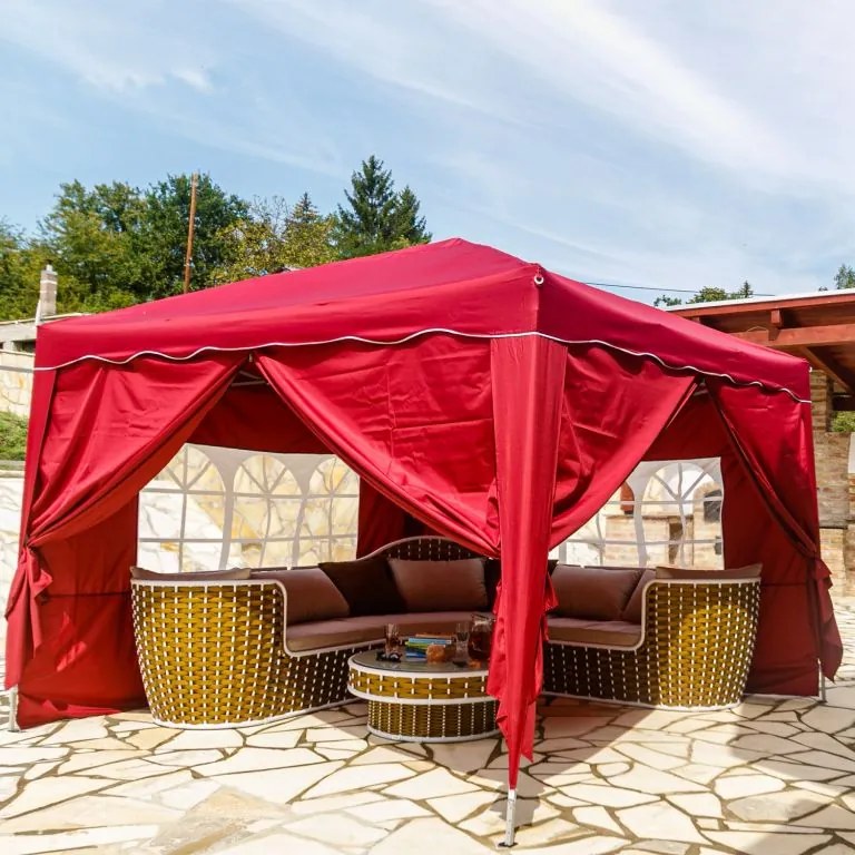 Cort de grădină/petrecere INSTENT - 3x3m,visiniu+4 laturi