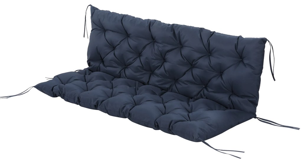 Outsunny Pernă Matlas pentru șezut și spătar pentru banc de grădină balansoar canapea 3 locuri confort superior 150 x 98 x 8 cm Albastru | Aosom Romania