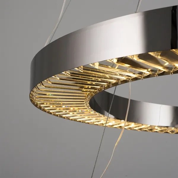 Lustră LED suspendată pe cablu JESI, 140W, 230V, 3000K, Ø 100 cm, argintie