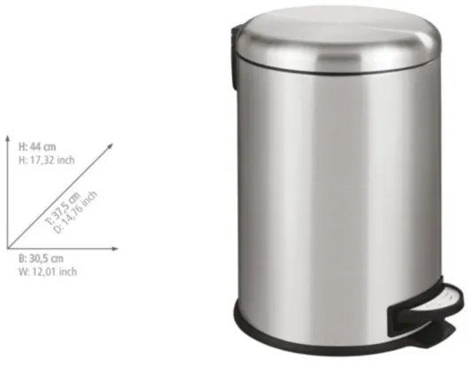 WENKO 22704100 - Coș LEMAN 30,5x44 cm inox/satinat/negru