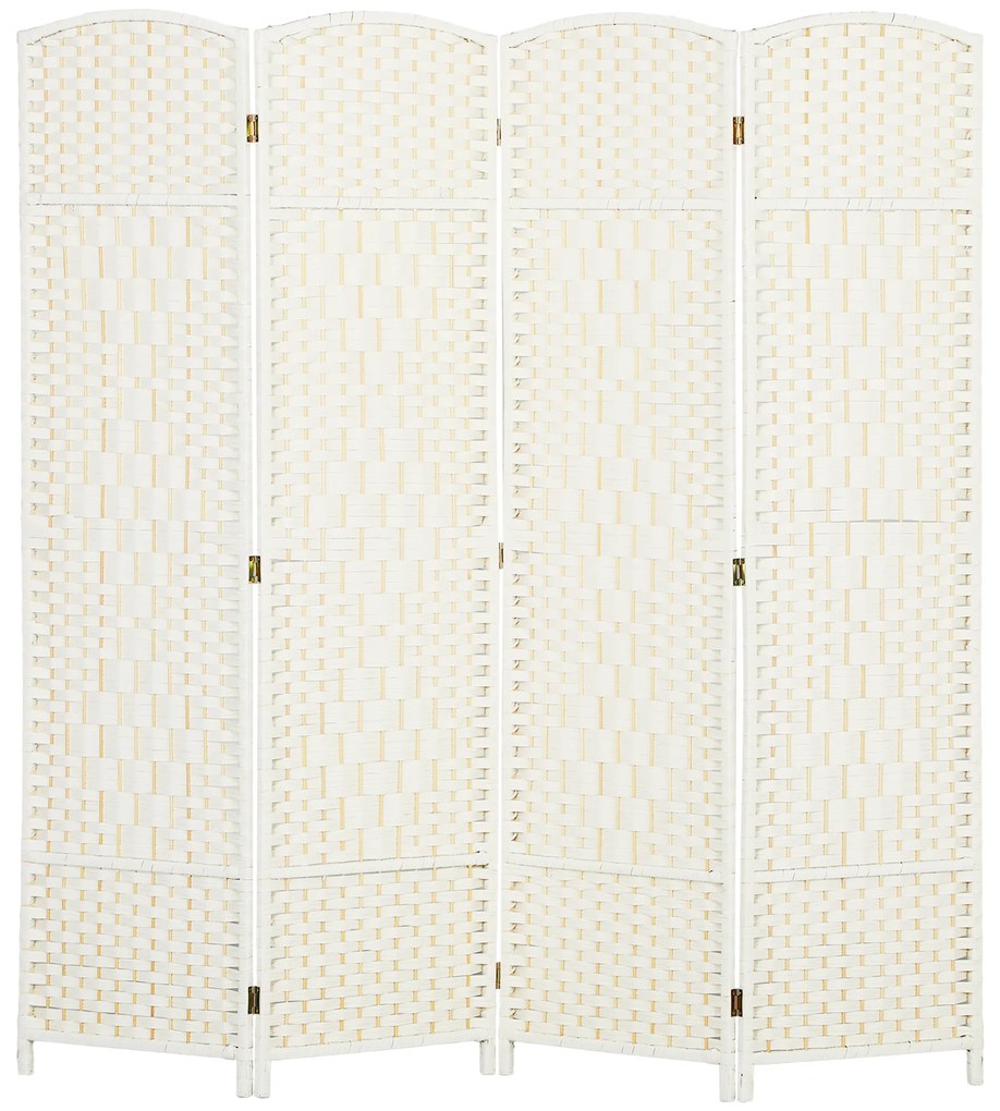 HOMCOM Paravent interior din lemn 4 panouri divizor de cameră pliabil pentru sufragerie dormitor 180 x 180 cm alb | Aosom Romania