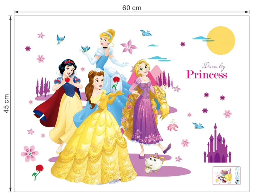Autocolant de perete "Prinţesele Disney 3" 45x60cm