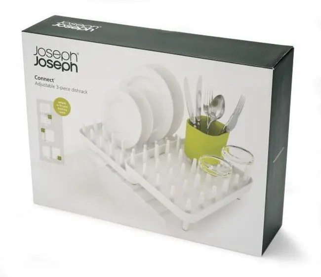 Suport pentru scurs vase, extensibil din 3 parți, Joseph Joseph Connect, alb