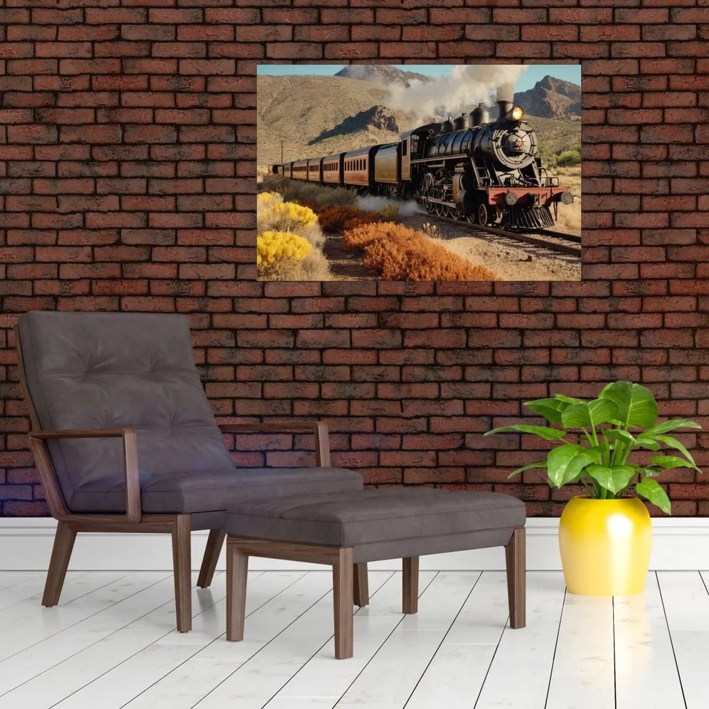 Tablou - Locomotivă cu aburi (90x60 cm)