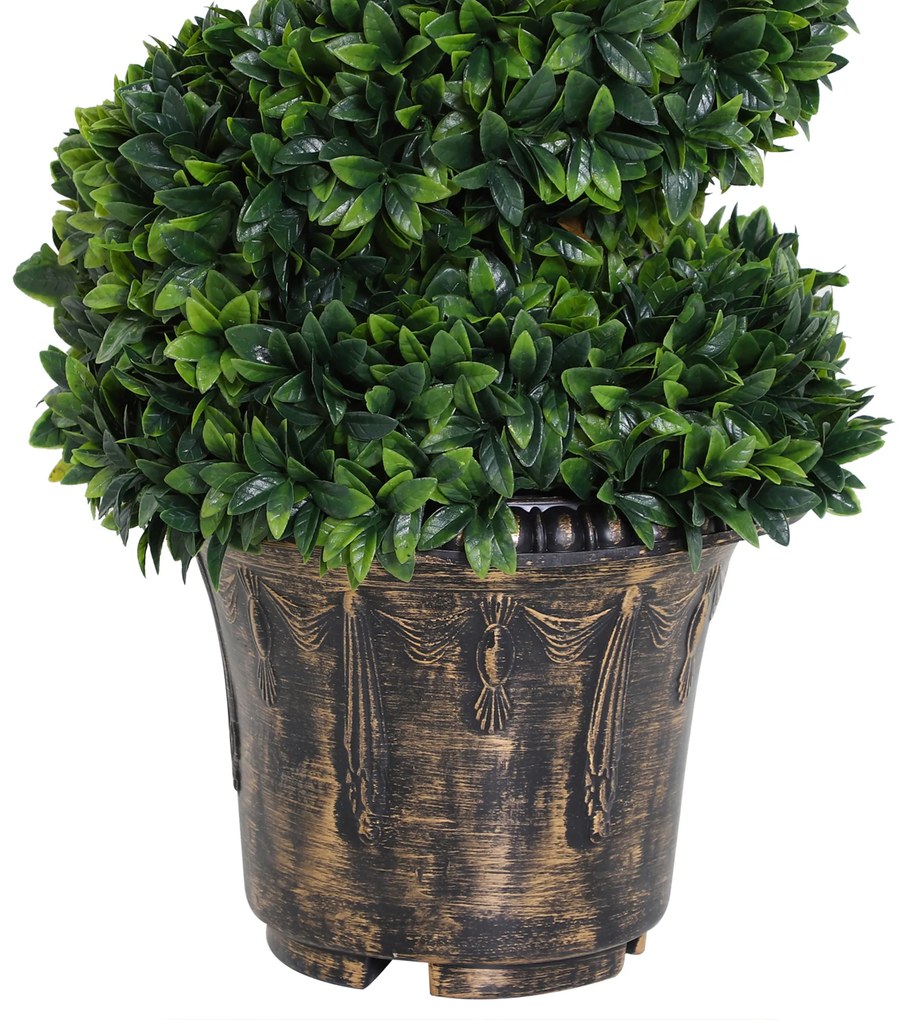 Outsunny Plantă Artificială Decorativă Buxus în Spirală cu Ghiveci Inclus, Ф32x120 cm, Verde | Aosom Romania
