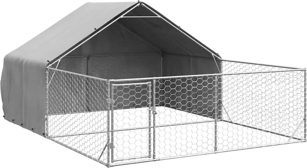 vidaXL Canisa de exterior cu alergare 5x3x1,9 m otel galvanizat
