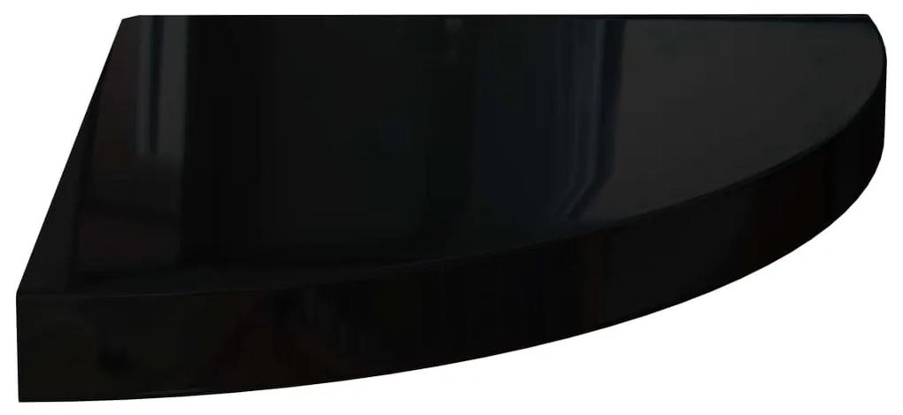 323910 vidaXL Raft colțar de perete, negru extralucios, 35x35x3,8 cm, MDF