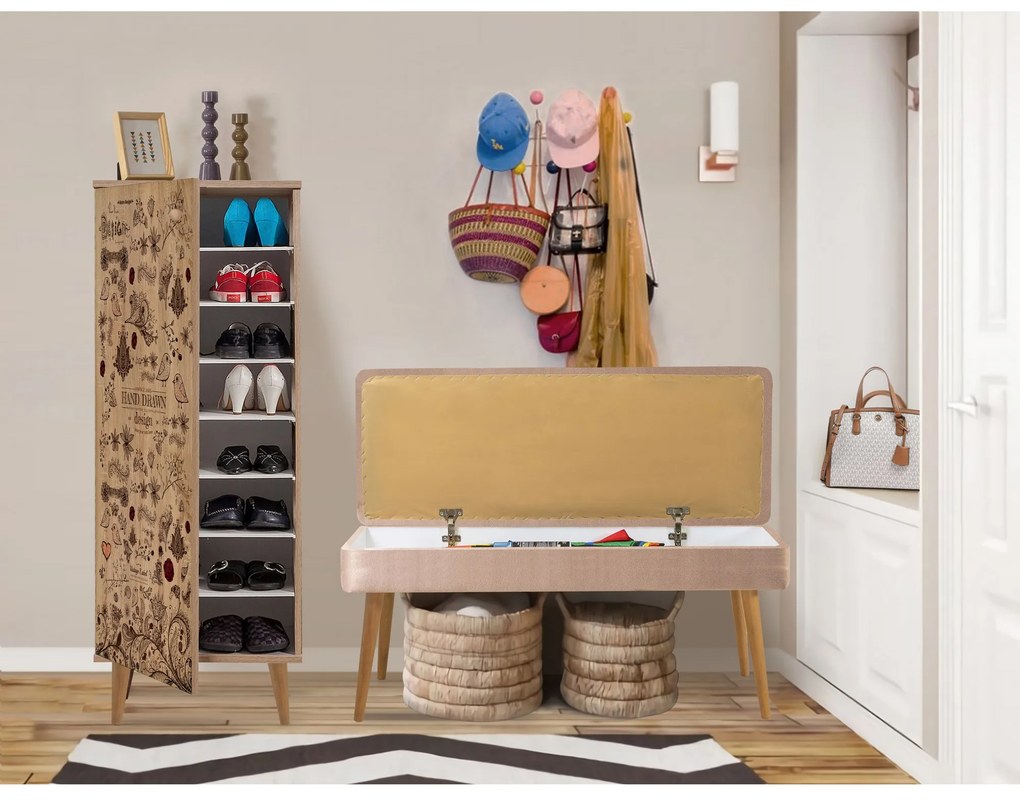 Mobilier pentru hol Feliz 731 (Stejar sonoma + Piatră). 1089414