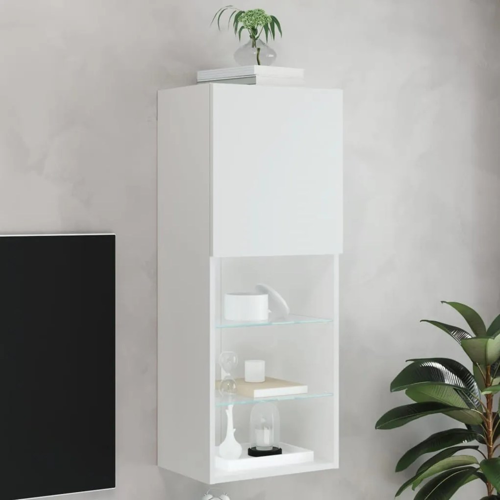 vidaXL Comodă TV cu lumini LED, alb, 40,5x30x102 cm