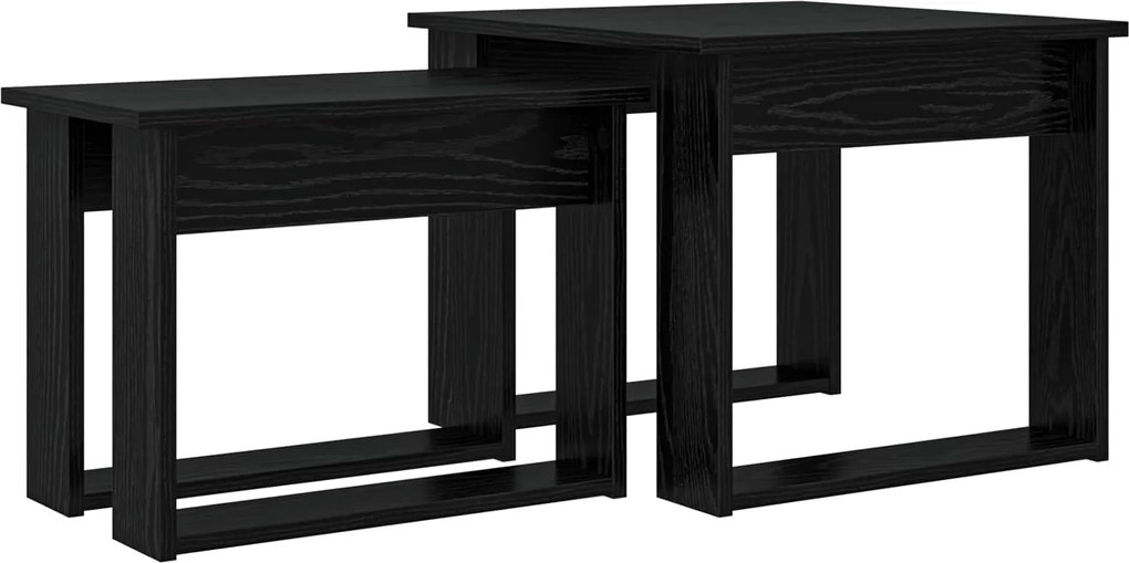 vidaXL Set de măsuțe de cafea 2 pcs Stejar Negru Lemn compozit