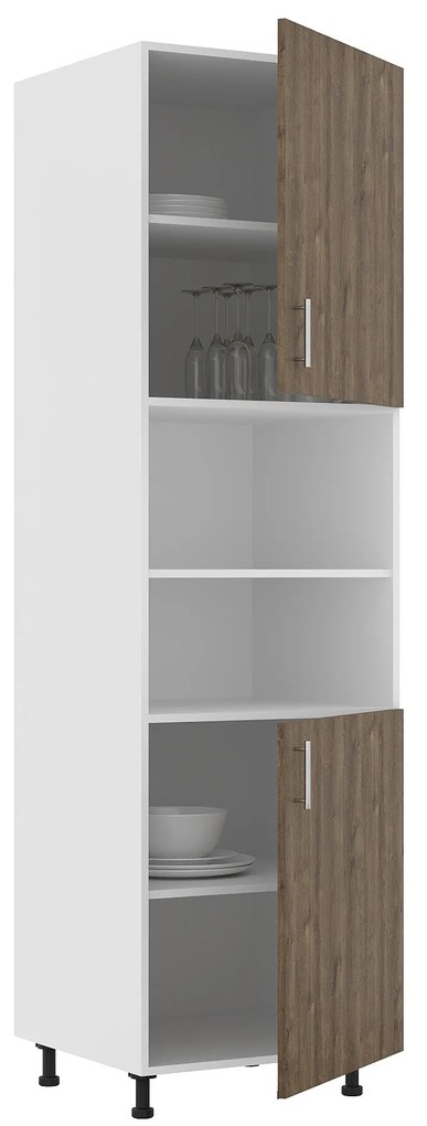 Corp Turn Karo, 2 Usi, cu spatiu cuptor, Stejar Bronz/Alb, 60 x 57 x 210 cm