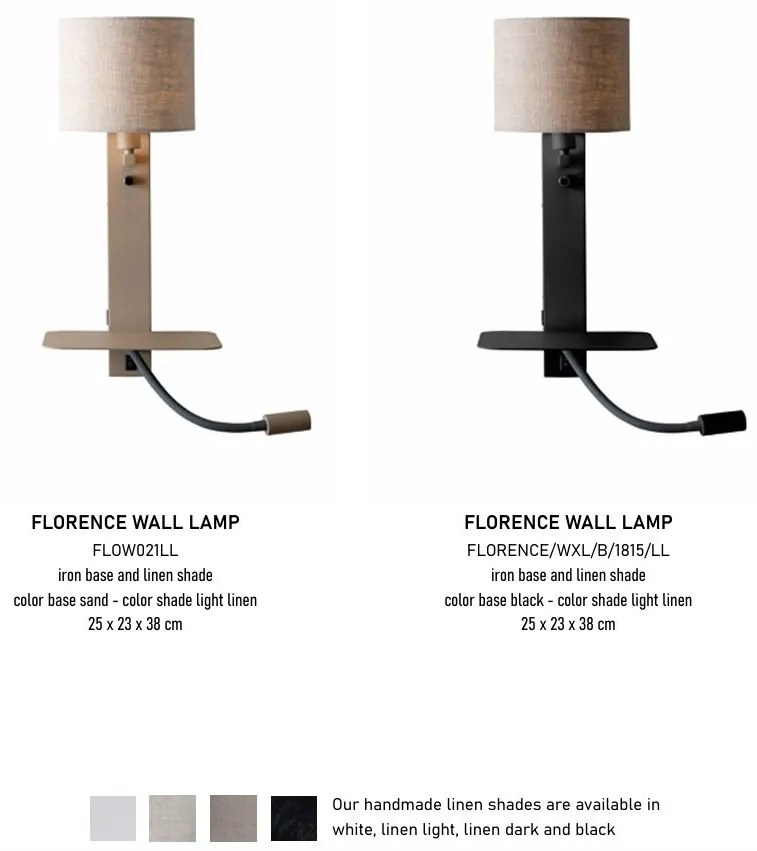 Aplica cu raft si reader LED, port USB si abajur textil in deschis Florence