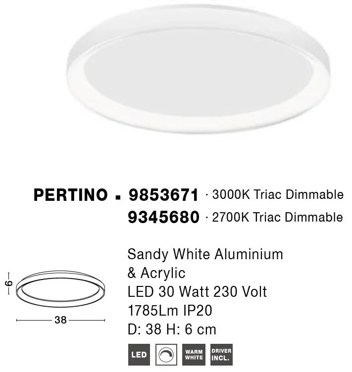 Plafoniera LED dimabila design circular PERTINO D-38cm