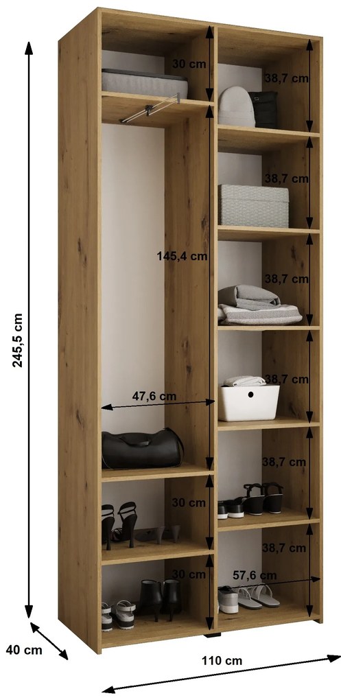 Dulap de haine 110 cm Carmela 40-2 (alb + Auriu). 1126550