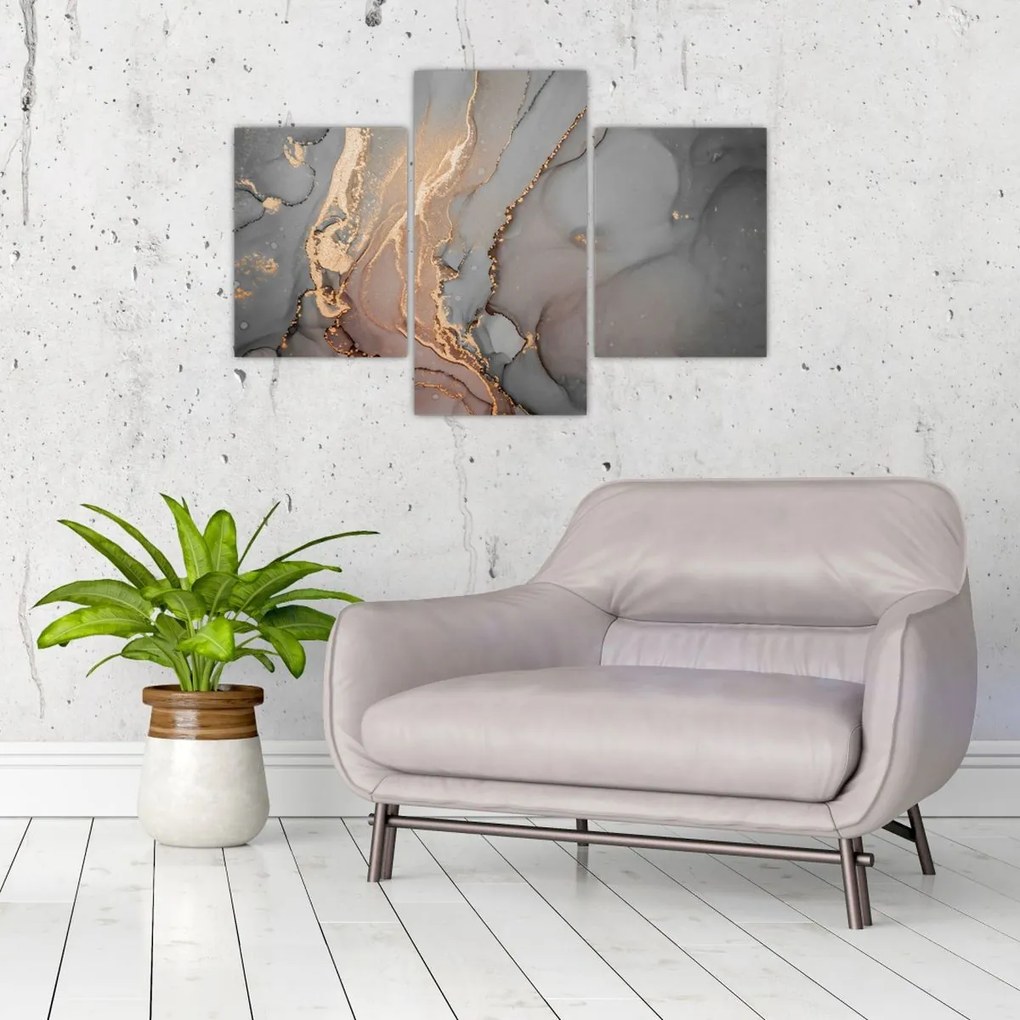 Tablou - Marmură gri-auriu (90x60 cm)