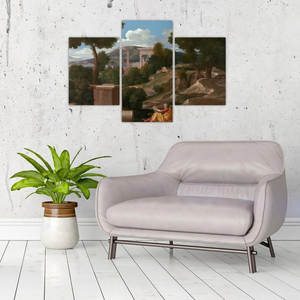 Tablou - Nicolas Poussin, Landscape with Saint John on Patmos, reproducere (90x60 cm)