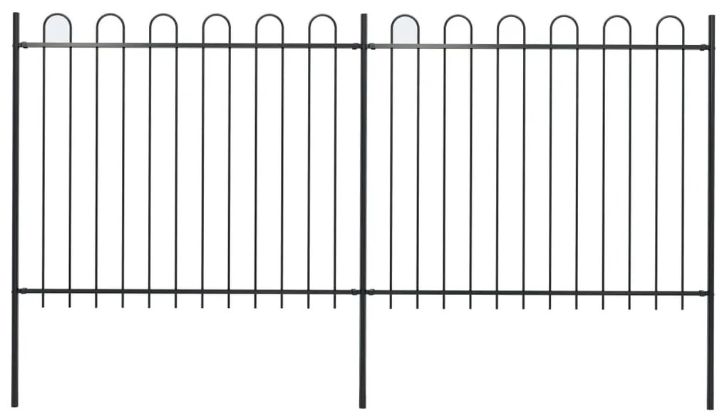 vidaXL Gard de grădină cu vârf circular din oțel, 359x150 cm, negru