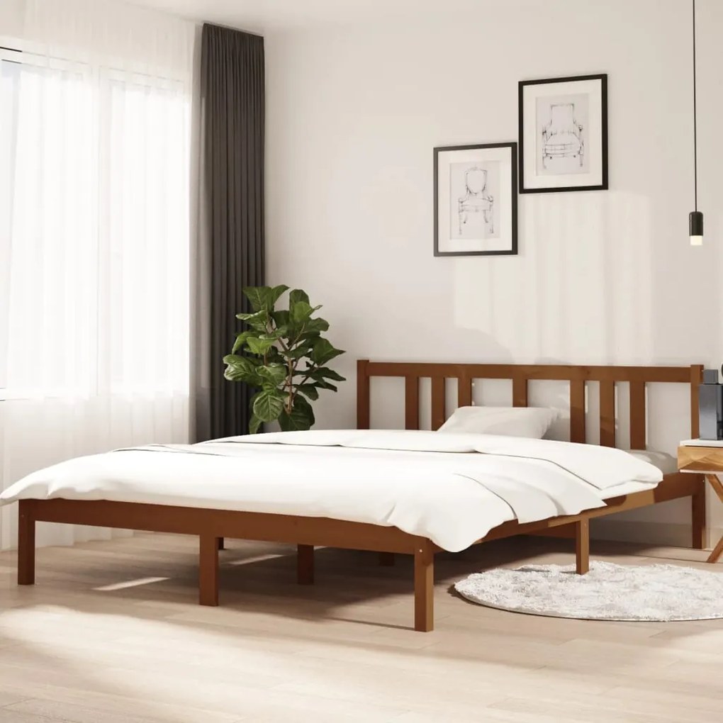 vidaXL Cadru de pat King Size, maro miere, 150x200 cm, lemn masiv